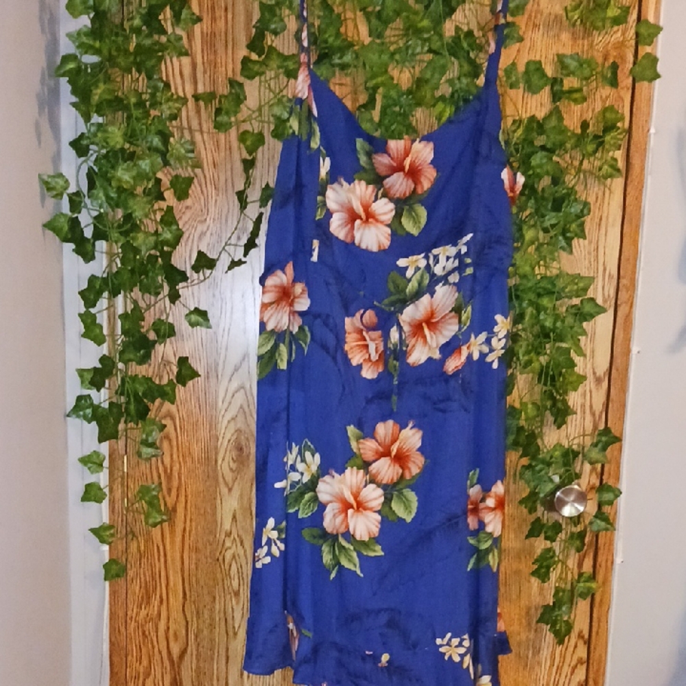Floral Blue Spaghetti Strap Dress